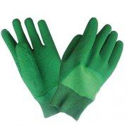 绿色棉毛布罗口绿色乳胶细纹手套